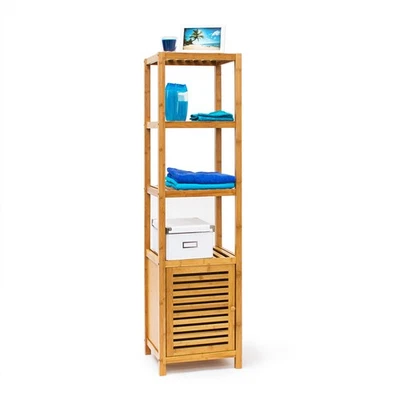 Badregal Bambusregal Holzregal Standregal feuchtigkeitsresistent schmal natur - Bild 1 von 3