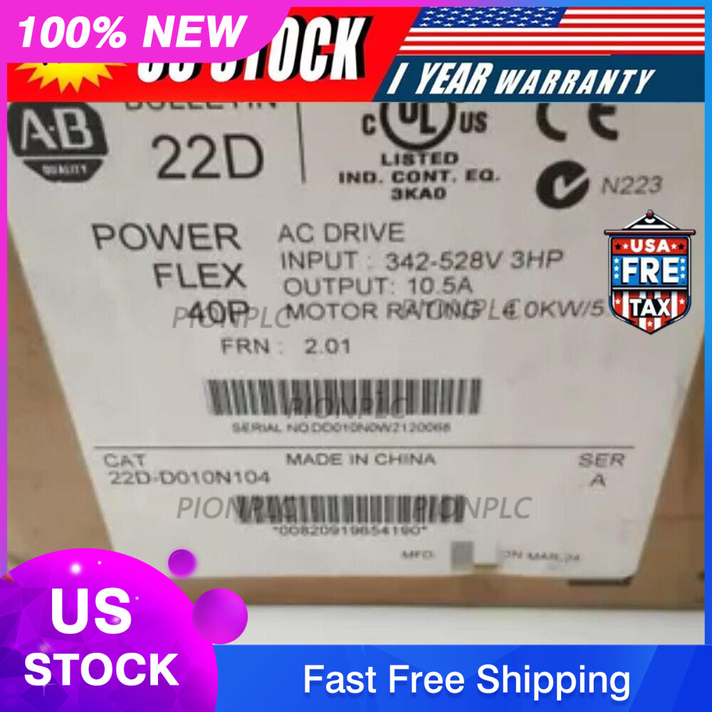 Allen Bradley Sealed Powerflex 40P Catalog 22D-D010N104 Ser A US Free Tax