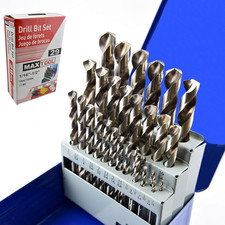29-Piece Twist Drill Bit Set High Speed Steel M2 Jobber Length Fully Ground 3-Fl