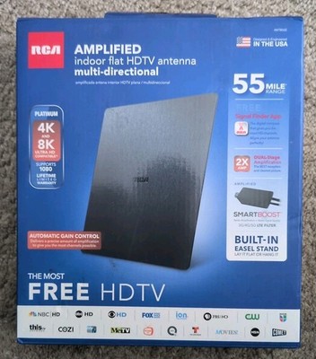RCA ANTB55E Indoor Flat Amplified HDTV Antenna Multi Directional 55 Mile Range