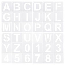 2 Inch Letter Number Stencils Alphabet Templates Set with Ring 2.5"W White 36pcs
