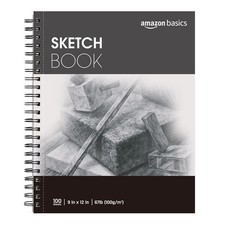 Amazon Basics Sketch Pad for Artists, 67 lb. / 100 gsm, 100 Sheets, 9"x12", Whit