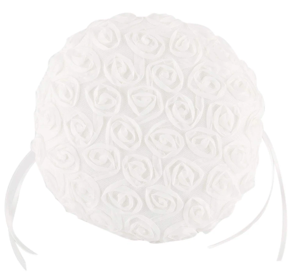 Cesta de tela de seda con moño boda ceremonia fiesta rosa flor niña (blanca) (blanca... Foto 4 de 4