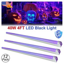 12 Pack 40W LED UV Black Light Bar 4FT Ceiling Fixture DJ Club Christmas D cor
