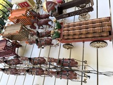 Huge Vintage Cast Iron Horse Drawn Wagon Collection - 20 Pieces Overland Circus