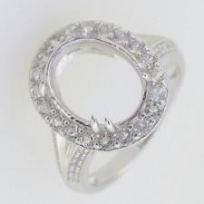 Sterling Silver Semi Mount Ring Setting Oval OV 13x10mm