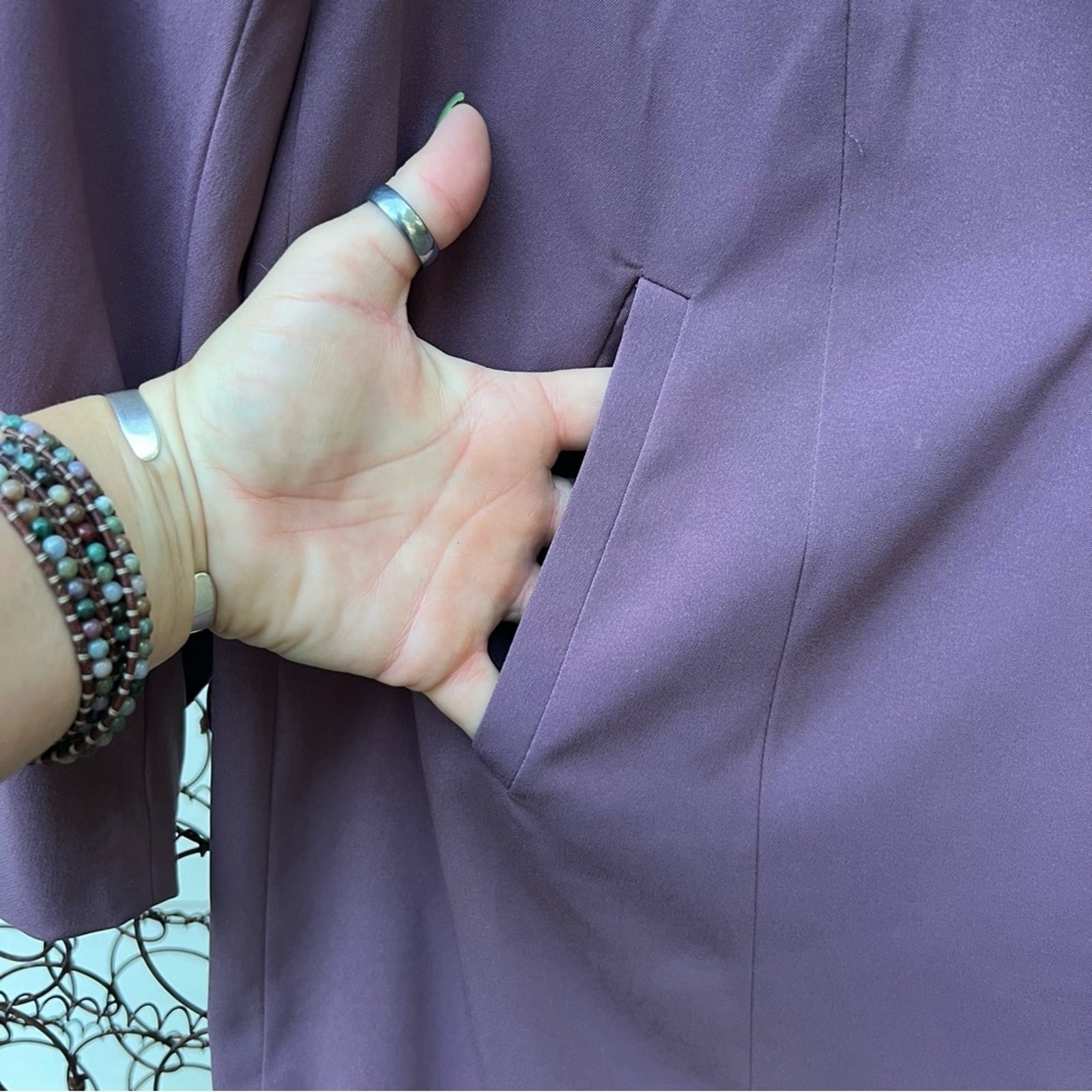 Torrid Drape front Blazer Single Button Mauve Pur… - image 5