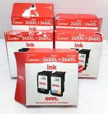 Ink Cartridge ONN (Reman) Canon 245XL Black & 246XL Color - Lot of 5 - Open Box