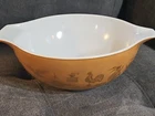 Vintage Pyrex 4 Qt Mixing Bowl Cinderella Brown Gold Rooster Early Americana