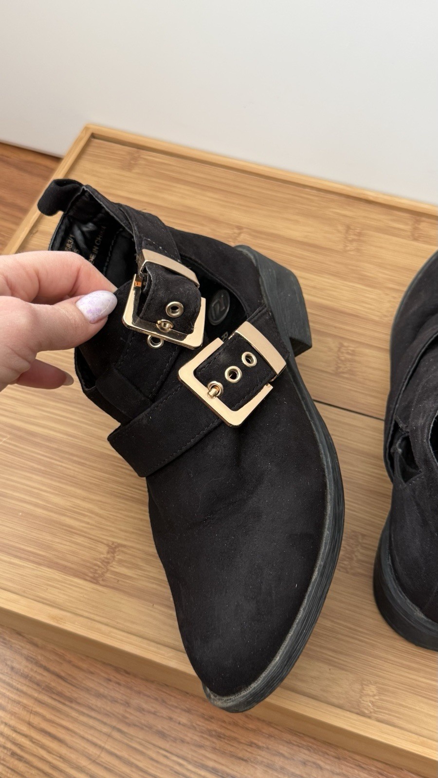 Black Ankle Boots Buckle Strap Women’s Size EU 36 Low Heel Casual Shoes