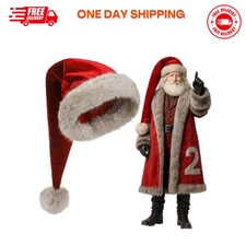 1 Pcs Deluxe Santa Hat for Adults Velvet Comfort Extra Thicken Fur Christmas 