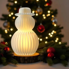19.7in Large Honeycomb Paper Christmas Snowman Decoration Light Up LED Foldab...