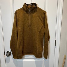 Eddie Bauer Women's TL Brown Speckled Fleece Quarter Zip Pullover Sweater