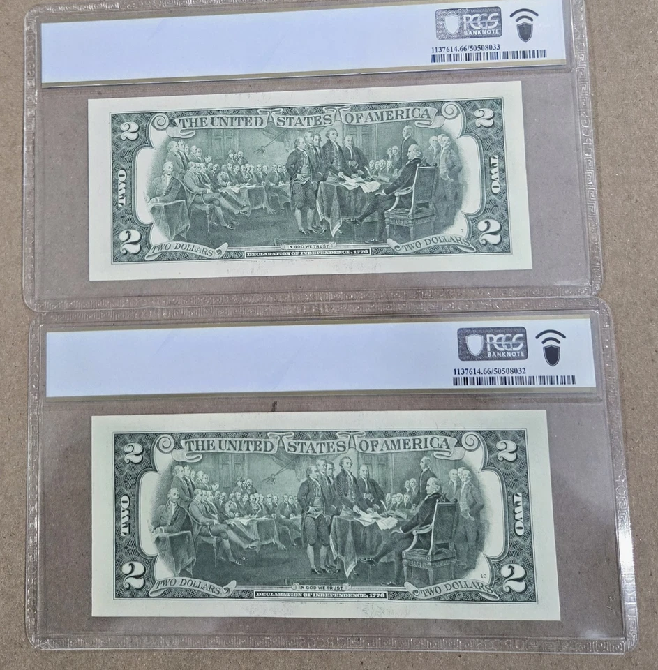 $2 2017A FRN New York 2 Notes Gem Unc PCGS 66 PPQ Consecutive Tow Double Digital - Image 4 of 4