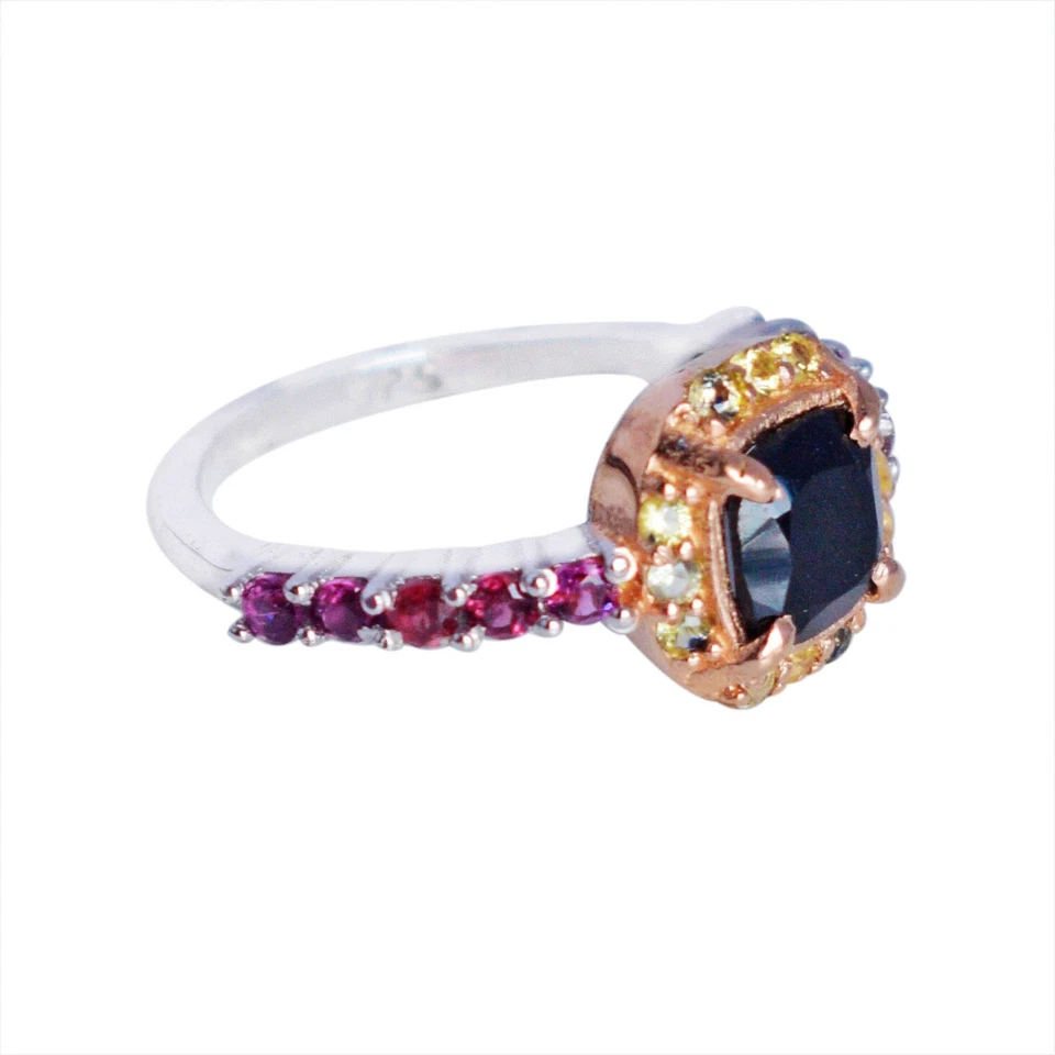 Anello in argento sterling con pietre preziose e granato peridoto onice... - Immagine 2 di 4