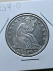 1854 O Seated Liberty Half Dollar About Uncirculated Nice Luster and High Points