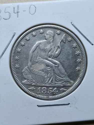 1854 O Seated Liberty Half Dollar About Uncirculated Nice Luster and High Points