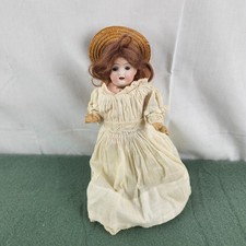 Antique 8-9” German? Bisque Doll Composition Body w/ Dress & Hat