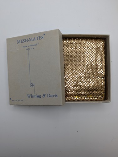 Vintage WHITING & DAVIS Gold Oromesh Mesh-mates Bi-fold Coin Purse Wallet W Box - Picture 3 of 11