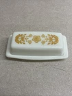 Vintage Pyrex Butter Dish Gold Floral Design 72-B Oven Ware