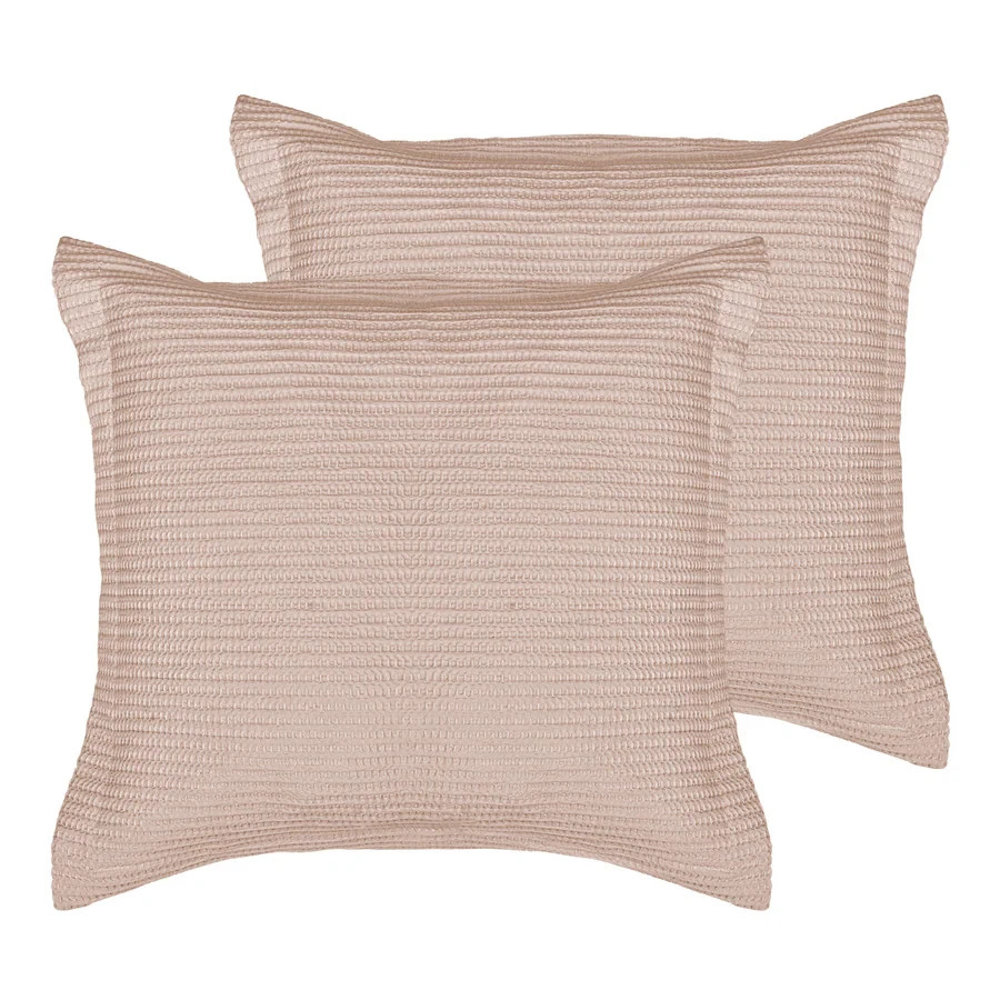 Levtex Home  Set of 2 Cloud Waffle Blush Euro Sham 100% Cotton 26 in x 26 in NWT