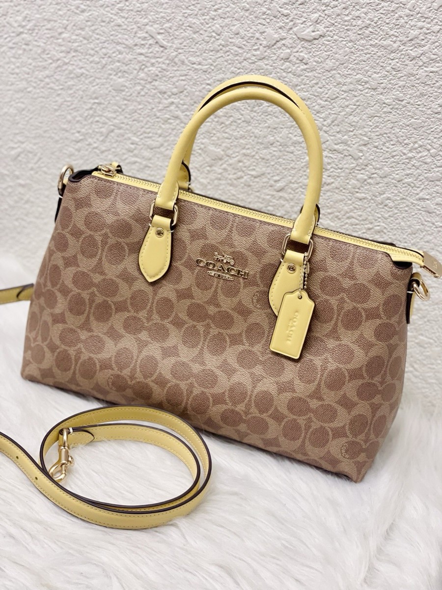 Coach Georgia Satchel Bag In Signature Canvas CW422 Gold/Tan/Brown