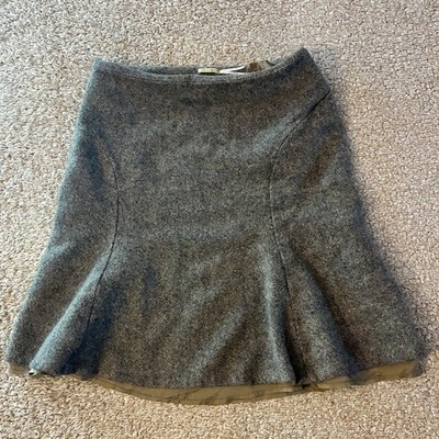 Max Studio Wool Blend A Line Skirt Brown Textured Knit Side Zip Women s 4 Y2K