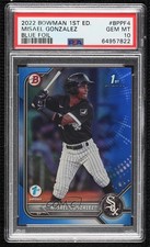 2022 Bowman 1st Edition Blue Foil /150 Misael Gonzalez #BPPF-4 PSA 10 GEM MT 3d7