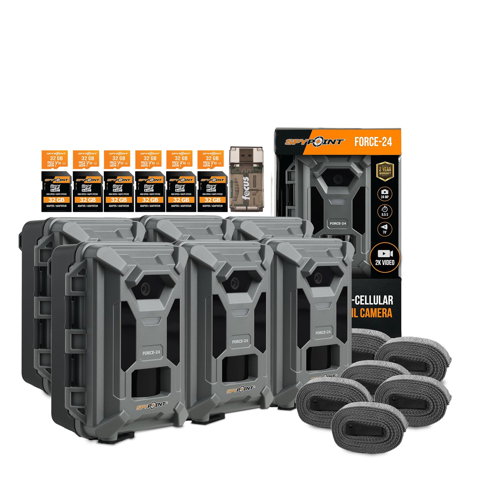 Spypoint Force-24MP Non-Cellular 2k Video Trail Camera Bundle (Twin Pack)