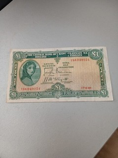 Irish £1 Punt Lady Lavery Banknote 17/2/1949
