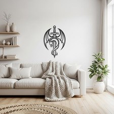 Dragon Sword Metal Wall Art   Gothic Fantasy Wall D cor, Unique Gift for Gamers