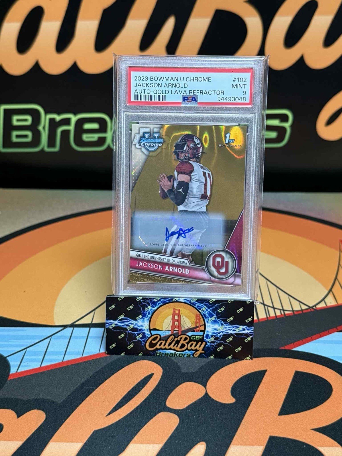 2023 Bowman Chrome University 1st Jackson Arnold Gold Lava Auto /50 PSA 9 #102