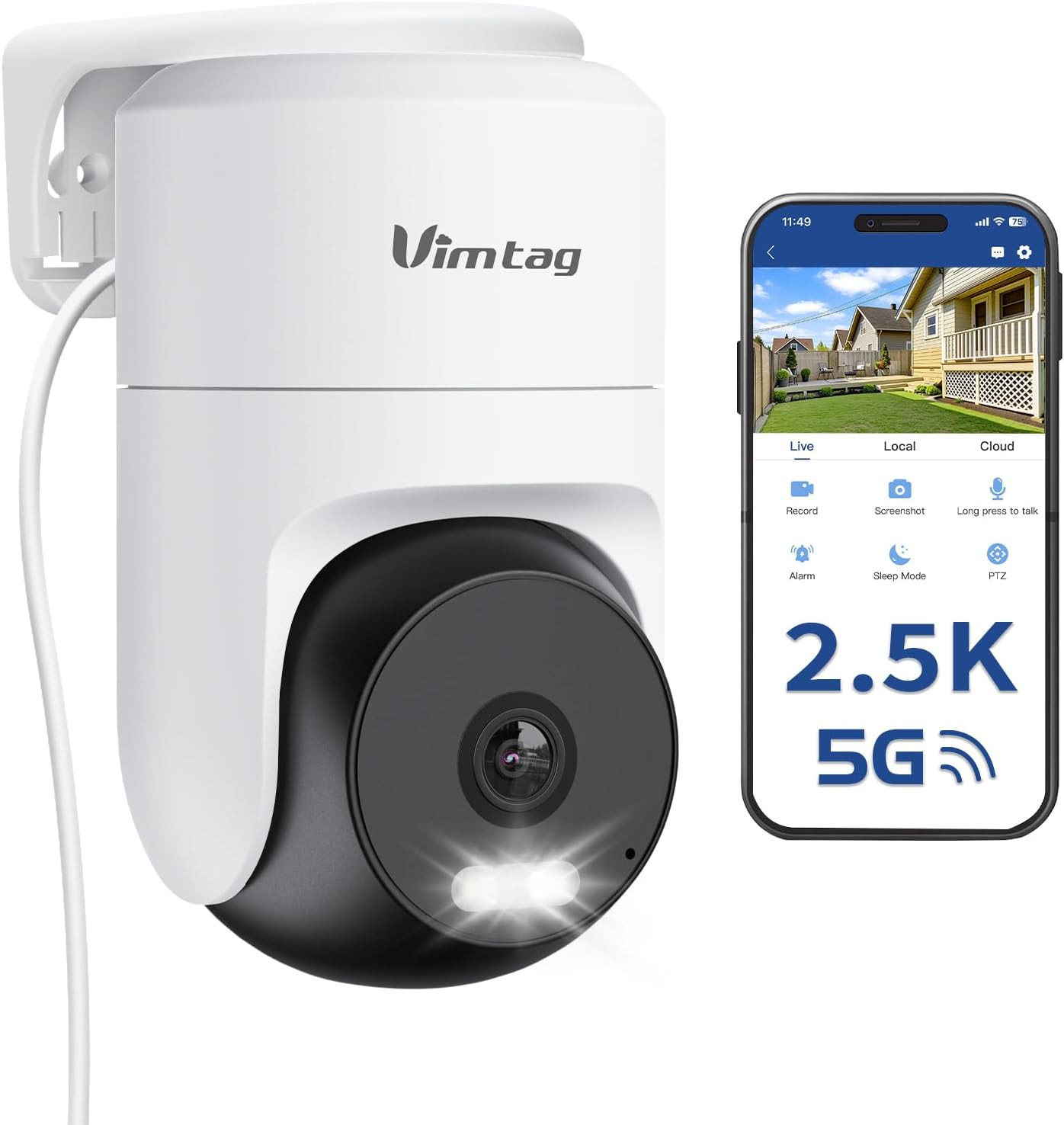 Vimtag 2.5K Videocamera 360 Wi-Fi 5G: Sicurezza Smart con Alexa