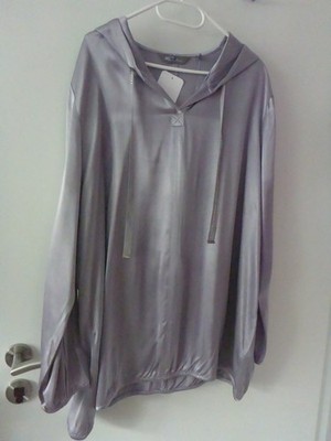schicker Kaputzenpulli, 50/52, Ulla Popken, silber glänzend, neu