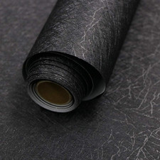 15.7" X 118" Black Silk Wallpaper Embossed Self Adhesive Peel and Stick Wallpape