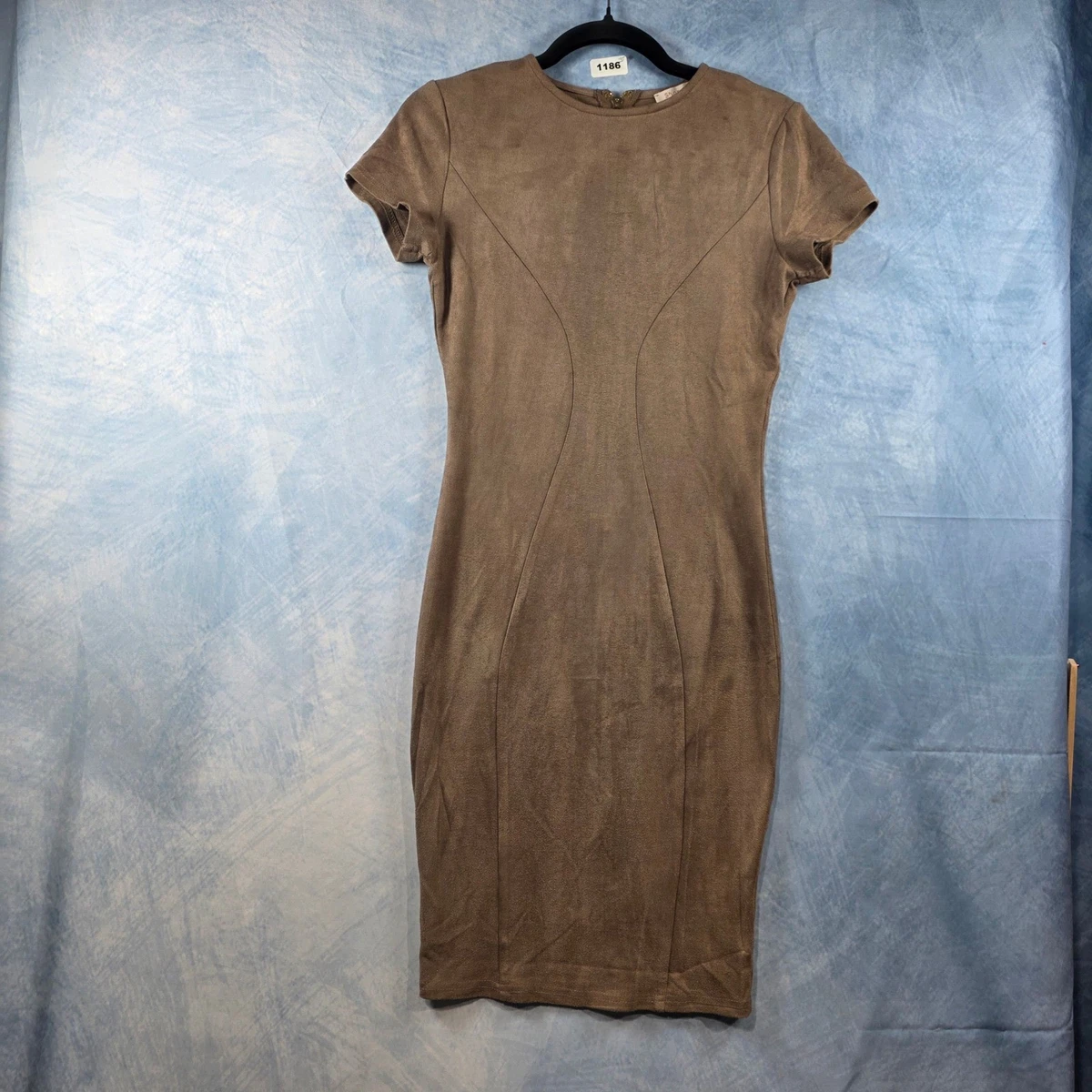 brown high neck maxi dress Brown Faux Suede Bodycon Dress With Satin Polka Dots  Dress Code