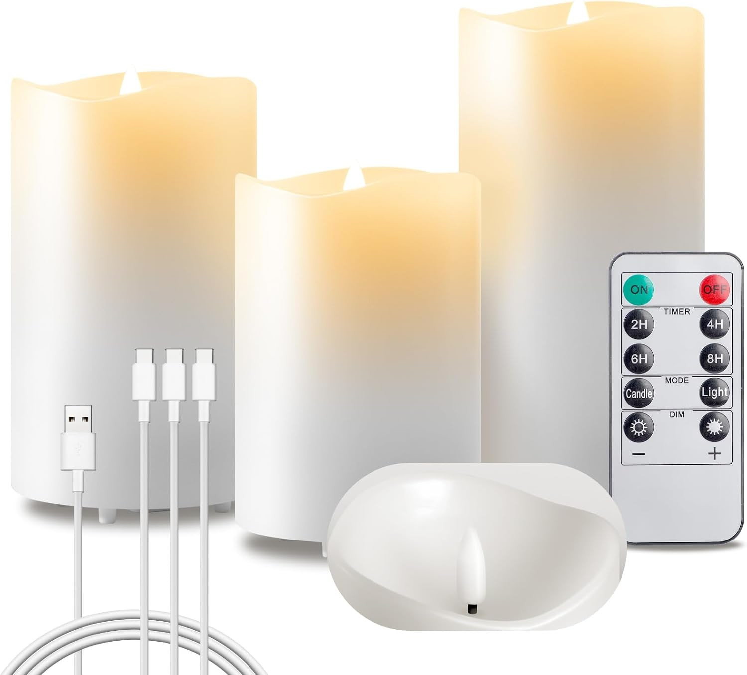 Candele LED Intelligenti in Vera Cera con Telecomando e Ricarica USB