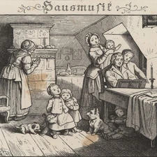 Ludwig Richter after family picture house music for the house winter wood engraving 19th Century