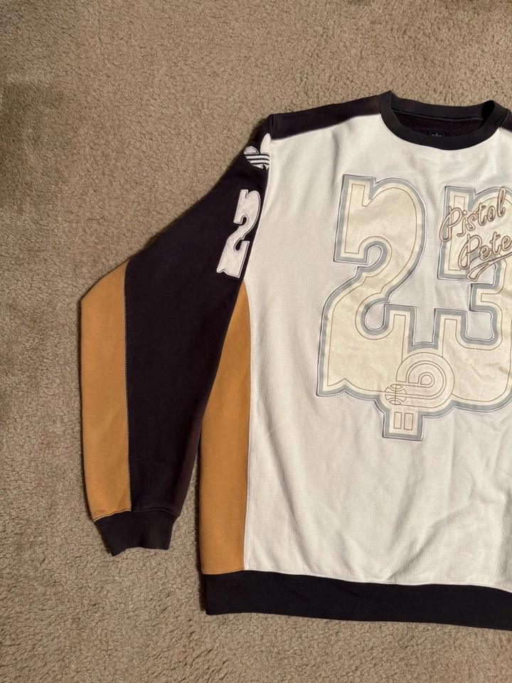 Vintage Adidas Sweatshirt Mens 2XL Tall Pistol Pete NBA Basketball Crewneck Rare - Image 3 of 4