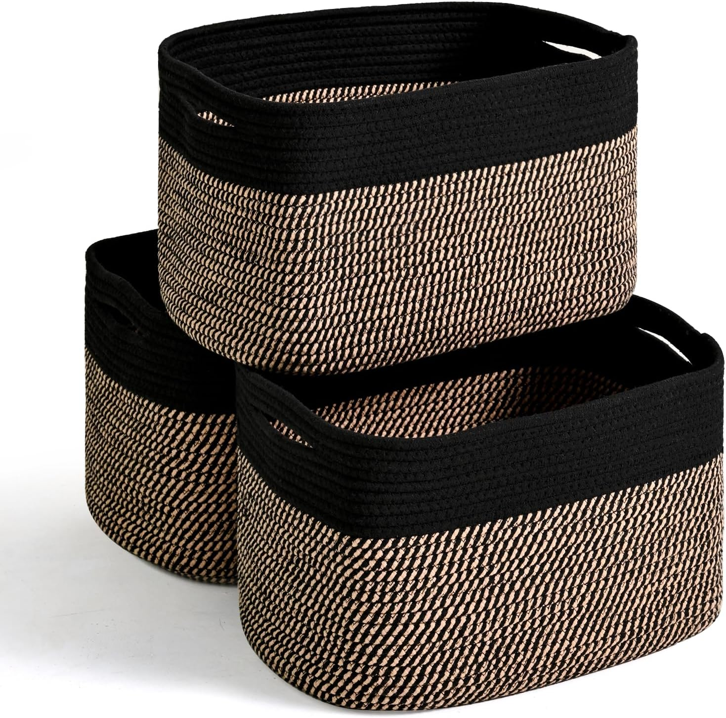 Storage Baskets for Organizing Shelves, Woven Cotton Rope Bins for Organization,-image