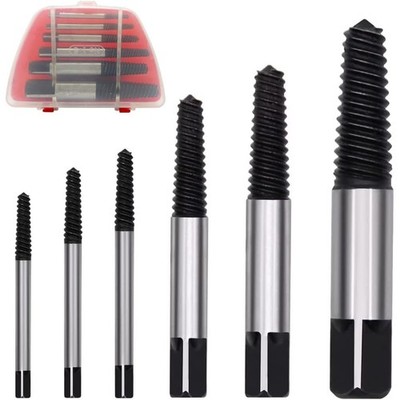 6PCs Damaged Screw Extractor Kits,Chrome-vanadium Steel Stripped Screw Extractor