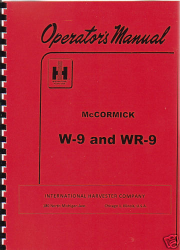 Manual del operador de tractor McCormick International ""W-9"" y "WR-9 - Imagen 1 de 1