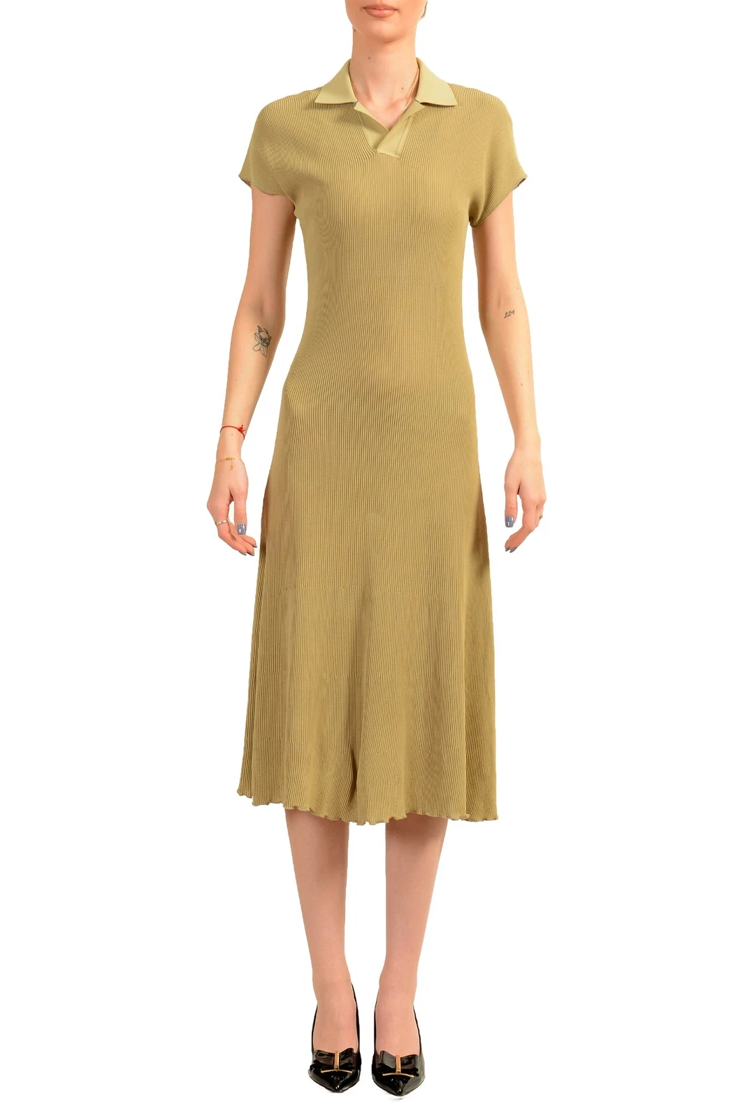 Burberry abito polo donna Hunter beige elasticizzato manica corta US M IT 42