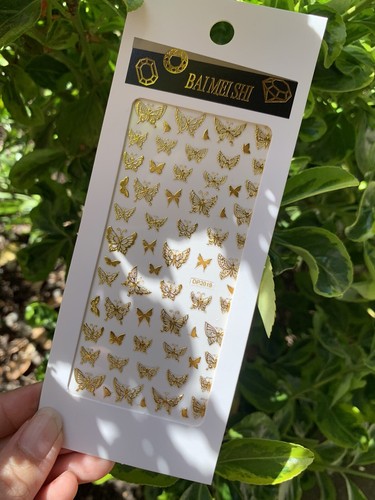 8 Blatt/Set Nail Art Sticker 3D Schmetterling Gold Nagel Aufkleber mehrere Größen - Bild 8 von 11