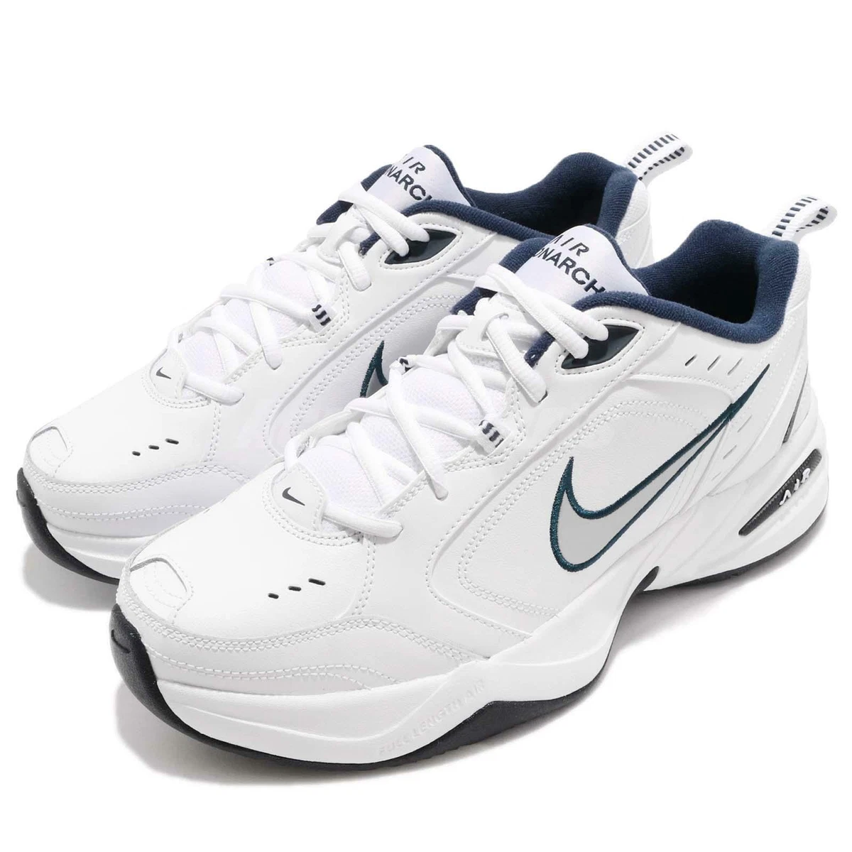 Nike Monarch IV 4 White Silver Navy Retro Casual Chunky Shoes 415445-102 | eBay