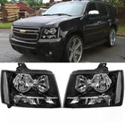 Pair Headlights For 2007-2014 Chevy Avalanche Tahoe Suburban Clear Corner Black