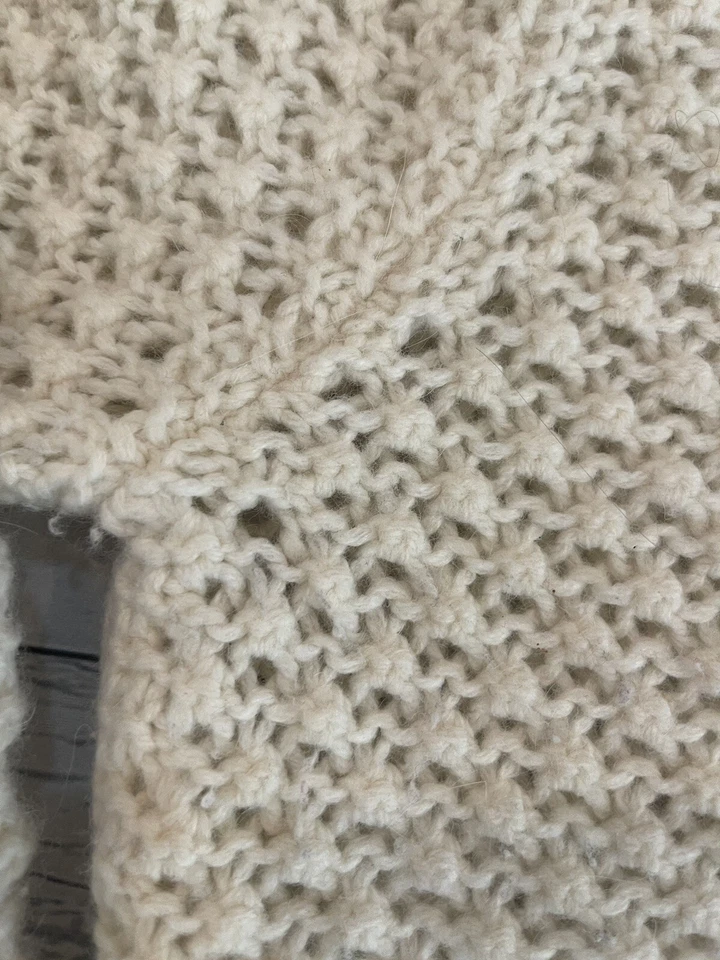 LL Bean Small Ivory Wool Angora Rabbit Hair Bobble Knit Cardigan Sweater As Is - Image 3 of 4