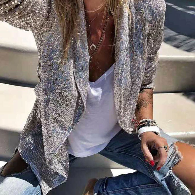 Veste blazer argenté brillante