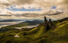 Landscape nature hills lake clouds skye scotland Custom Gaming Mat Desk