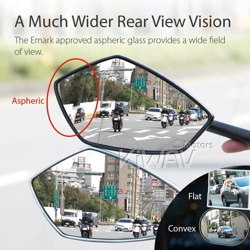 KiWAV PalmII Black Convex Lens Mirrors 8mm for Aprilia Scooter Motorcycle - Picture 3 of 7
